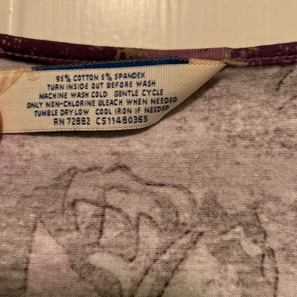 Purple With Black and Green Design Top, V-neck, 3/4 Sleeve - Picture 5 of 5